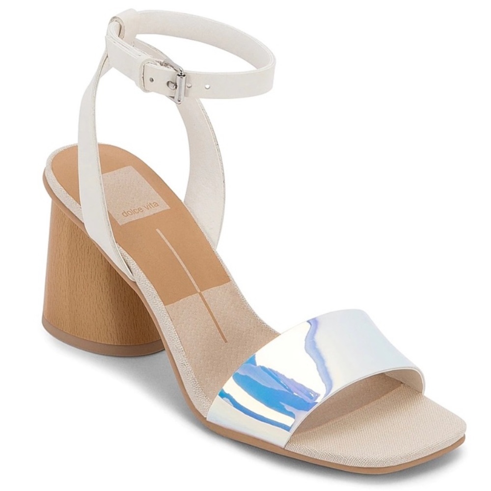 NEW WITHOUT TAGS Dolce Vita white and iridescent heeled sandal. size 6